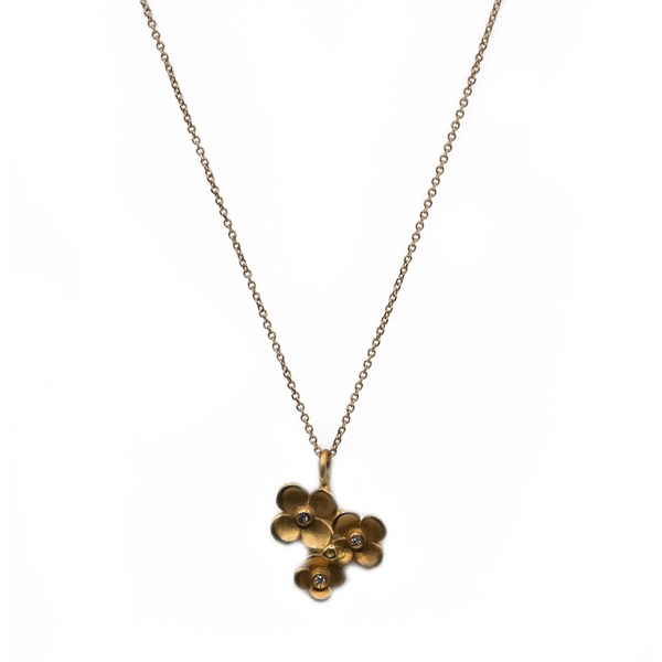 Koλιέ σε χρυσό με λουλούδι και μπριγίαν